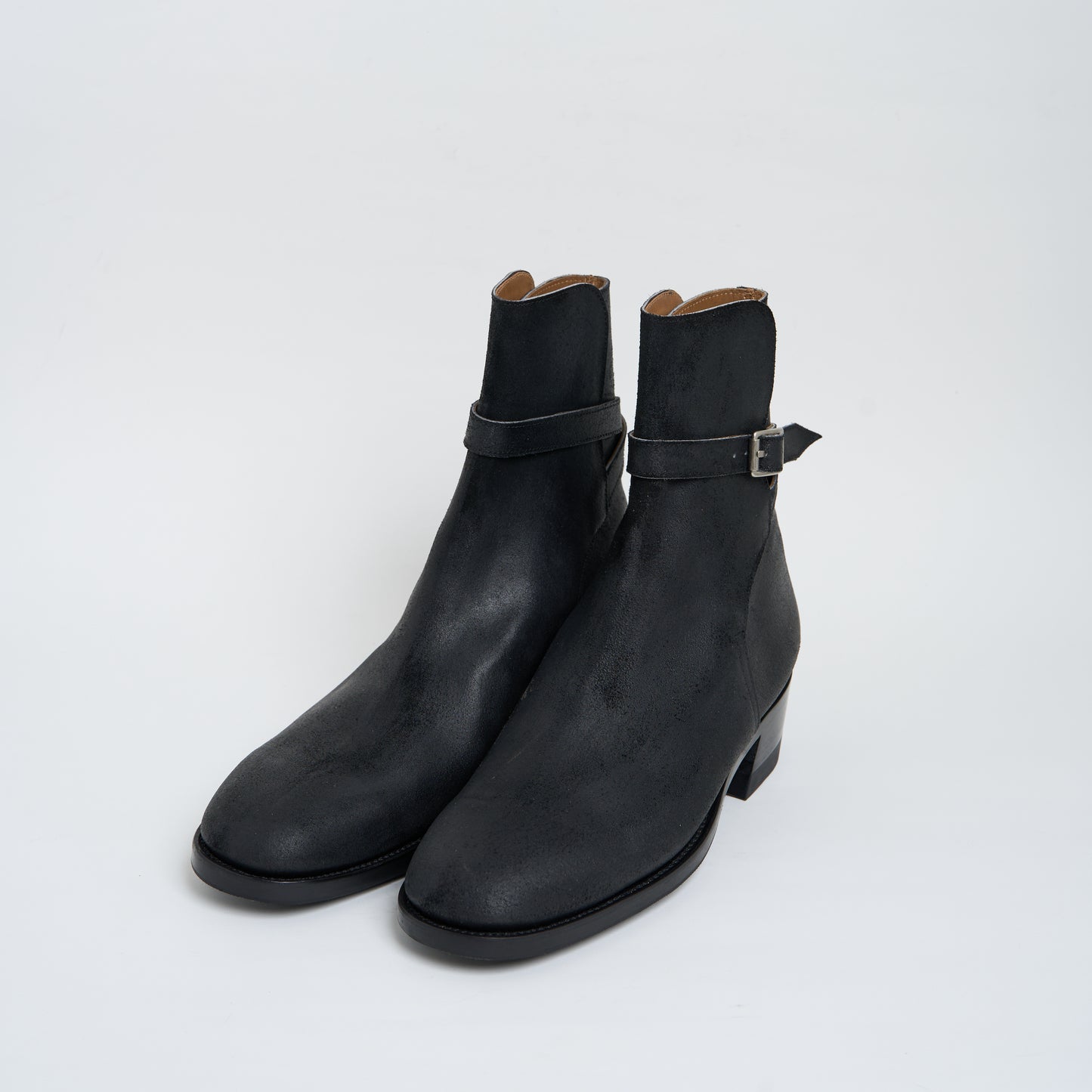 Jodhpur Boots Black Waxed Uneven Calf Suede  CN-Standard