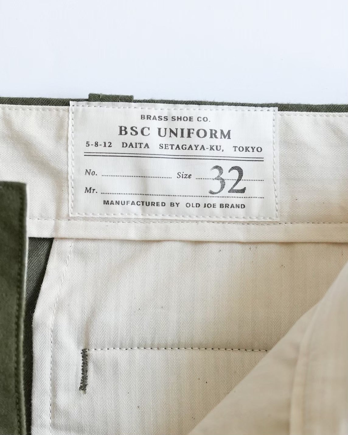 BSC Uniform "Light Moleskin French Work Pants" Olive